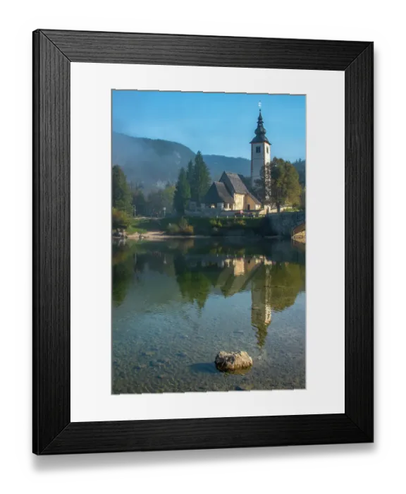 Framed Print : Slovenia, Bled, Lake Bled. Church reflects in lake. ©Cathy & Gordon Illg  /  Jaynes Gallery  /  DanitaDelimont.com
