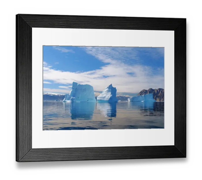 Framed Print : Landscape with icebergs in the Uummannaq Fjord System in the northwest of Greenland, Danish Territory. (Editorial Use Only) Framed Print : Landscape with icebergs in the Uummannaq Fjord System in the northwest of Greenland, Danish Territory. (Editorial Use Only)