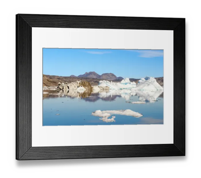 Framed Print : Landscape with icebergs in the Uummannaq Fjord System in the northwest of Greenland, Danish Territory. (Editorial Use Only) Framed Print : Landscape with icebergs in the Uummannaq Fjord System in the northwest of Greenland, Danish Territory. (Editorial Use Only)