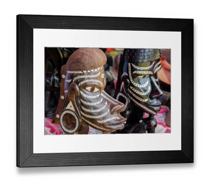 Framed Print : New Georgia Islands, Solomon Islands, Mbili Island, Mbili Village. World class wood carvings with inlay seashell that the Solomons are famous for
