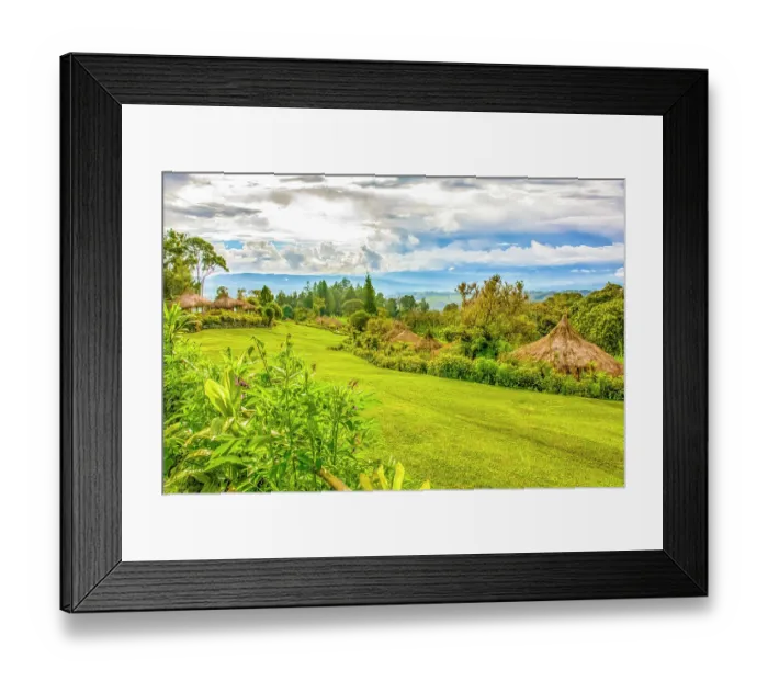 Framed Print : Tourist Resort, Highlands, Papua New Guinea. Landscape view of tourist resort in the highlands overlooking the island Framed Print : Tourist Resort, Highlands, Papua New Guinea. Landscape view of tourist resort in the highlands overlooking the island