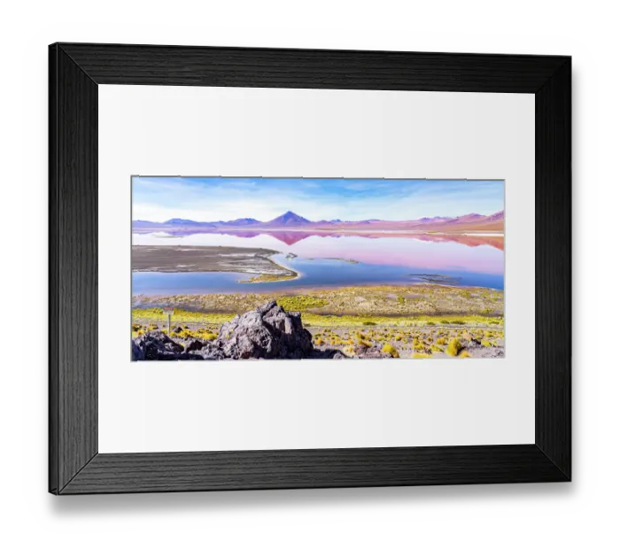 Framed Print : Laguna Colorada, Bolivia. Panorama view of lake in Altiplano, home to three of the world's six species of flamingos Framed Print : Laguna Colorada, Bolivia. Panorama view of lake in Altiplano, home to three of the world's six species of flamingos