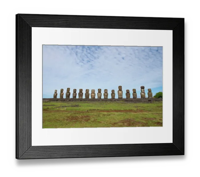 Framed Print : Chile, Easter Island, aka Rapa Nui. Tongariki, with 15 traditional moai statues. UNESCO World Heritage Site Framed Print : Chile, Easter Island, aka Rapa Nui. Tongariki, with 15 traditional moai statues. UNESCO World Heritage Site