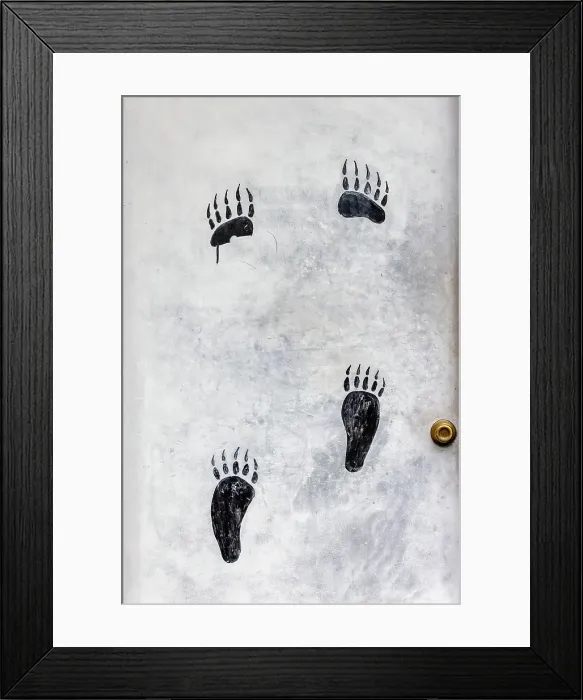 Framed Print : Bear paws painted on doorway, Lake Clark National Park and Preserve, Alaska Framed Print : Bear paws painted on doorway, Lake Clark National Park and Preserve, Alaska