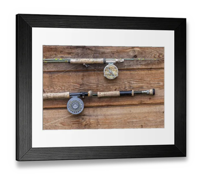Framed Print : Fishing poles on cabin wall at fishing camp on the Alagnak River, Alaska Framed Print : Fishing poles on cabin wall at fishing camp on the Alagnak River, Alaska