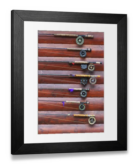 Framed Print : Several fishing rods hanging on cabin wall outside, Lake Clark National Park and Preserve, Alaska Framed Print : Several fishing rods hanging on cabin wall outside, Lake Clark National Park and Preserve, Alaska