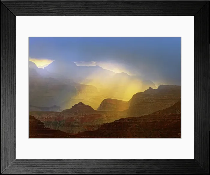 Framed Print : Grand Canyon and misty clouds at sunrise, Grand Canyon National Park, Arizona