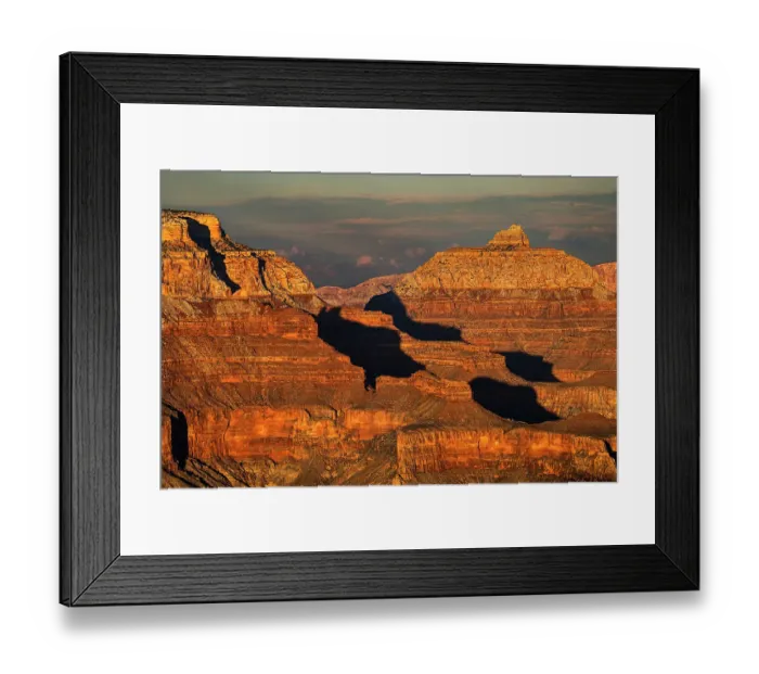 Framed Print : Vishnu Temple at sunset from south rim, Grand Canyon National Park, Arizona