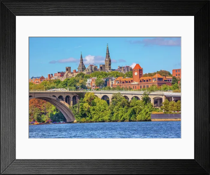 Framed Print : Key Bridge, Potomac River, Georgetown University, Washington, District of Columbia, Usa. DC from Roosevelt Island. Completed in 1923 this is the oldest bridge in Washington DC