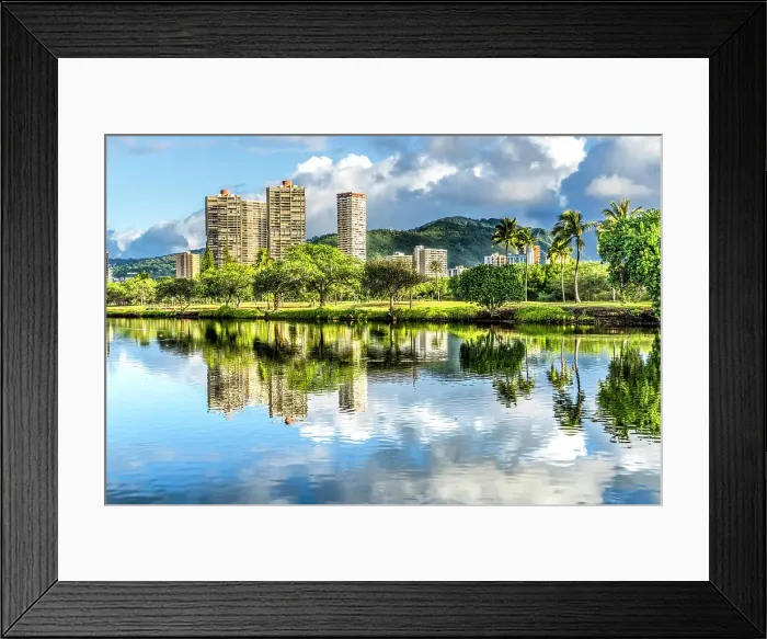 Framed Print : Ala Wai Canal reflection, Honolulu, Oahu, Hawaii Framed Print : Ala Wai Canal reflection, Honolulu, Oahu, Hawaii