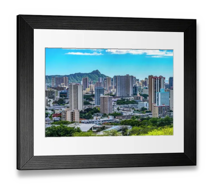 Framed Print : Colorful Diamond Head, Waikiki Beach, Honolulu, Hawaii