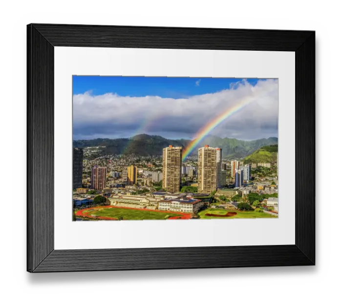 Framed Print : Colorful double rainbow, Honolulu, Oahu, Hawaii Framed Print : Colorful double rainbow, Honolulu, Oahu, Hawaii