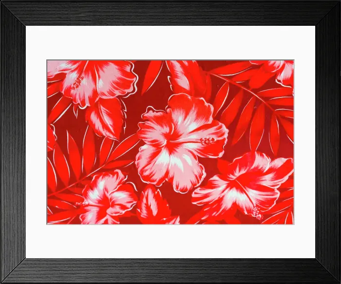 Framed Print : Colorful Polynesian textile, Waikiki, Honolulu, Oahu, Hawaii