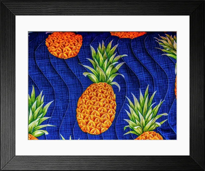 Framed Print : Colorful Polynesian textile, Waikiki, Honolulu, Oahu, Hawaii