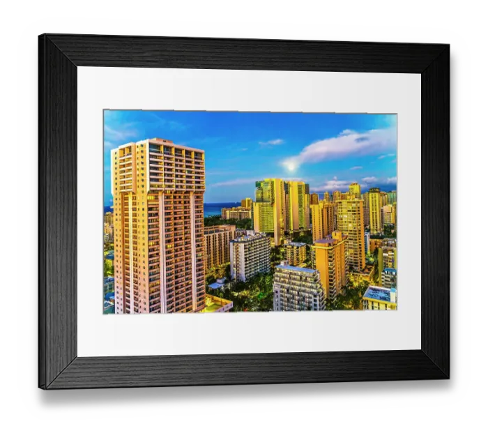 Framed Print : Colorful early morning, Honolulu, Oahu, Hawaii Framed Print : Colorful early morning, Honolulu, Oahu, Hawaii
