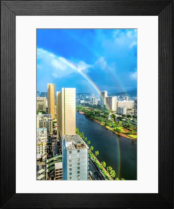 Framed Print : Colorful Ala Wai Canal Apartment Buildings, Honolulu, Oahu, Hawaii Framed Print : Colorful Ala Wai Canal Apartment Buildings, Honolulu, Oahu, Hawaii