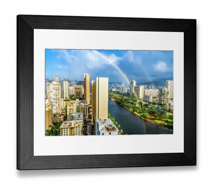 Framed Print : Colorful Ala Wai Canal Apartment Buildings, Honolulu, Oahu, Hawaii Framed Print : Colorful Ala Wai Canal Apartment Buildings, Honolulu, Oahu, Hawaii