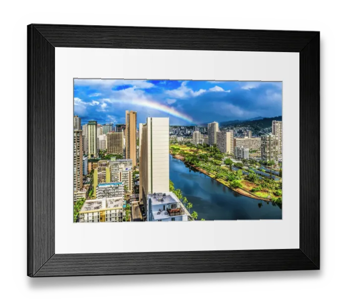 Framed Print : Colorful Ala Wai Canal Apartment Buildings, Honolulu, Oahu, Hawaii Framed Print : Colorful Ala Wai Canal Apartment Buildings, Honolulu, Oahu, Hawaii