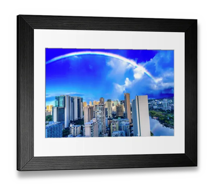 Framed Print : Colorful rainbow, Honolulu, Oahu, Hawaii Framed Print : Colorful rainbow, Honolulu, Oahu, Hawaii