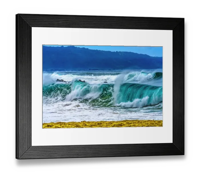 Framed Print : Watching large wave, Waimea Bay, North Shore, Oahu, Hawaii. Waimea Bay is famous for big wave surfing Framed Print : Watching large wave, Waimea Bay, North Shore, Oahu, Hawaii. Waimea Bay is famous for big wave surfing