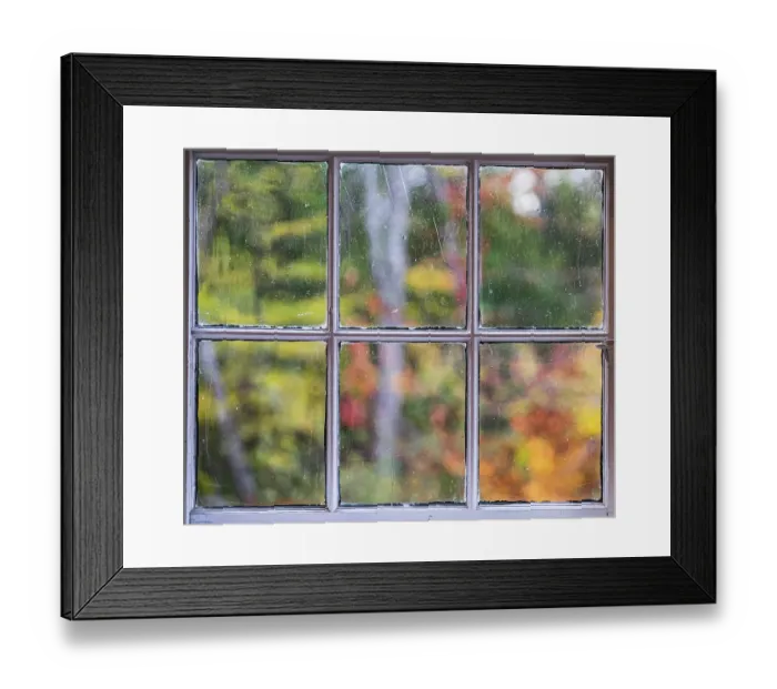 Framed Print : Fall colors through a window in Selectmen Building at Somesville Bridge in Maine Framed Print : Fall colors through a window in Selectmen Building at Somesville Bridge in Maine