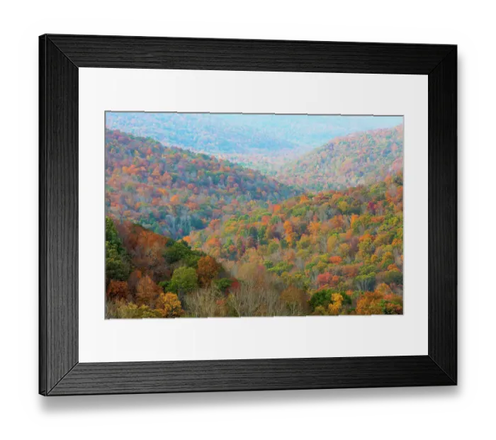 Framed Print : USA, North Carolina, Blue Ridge Parkway. Landscape overview of forested hills in autumn. ©Don Paulson  /  Jaynes Gallery  /  DanitaDelimont.com