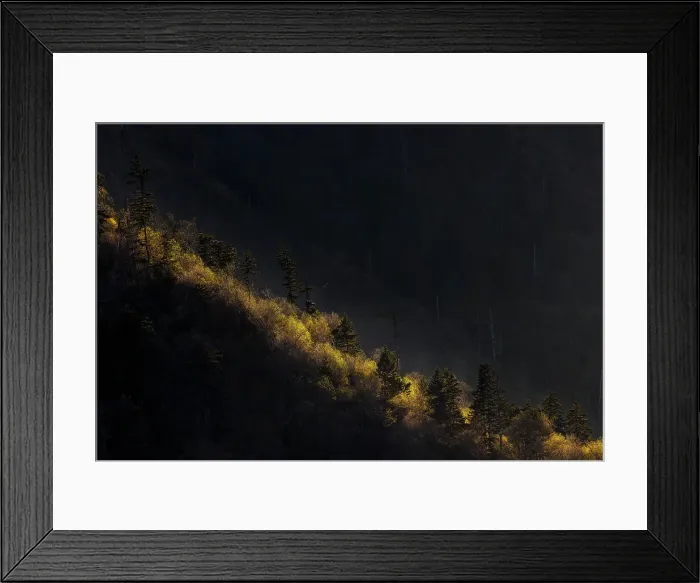 Framed Print : Sunset light on valley from Morton Overlook, Great Smoky Mountains National Park, Tennessee