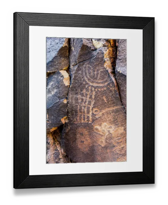Framed Print : Ancient petroglyphs seen at Parowan Gap Framed Print : Ancient petroglyphs seen at Parowan Gap