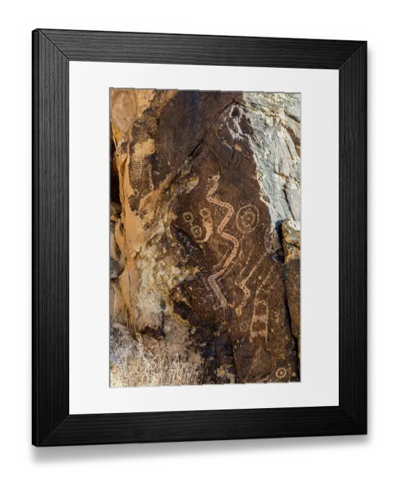 Framed Print : Ancient petroglyphs seen at Parowan Gap