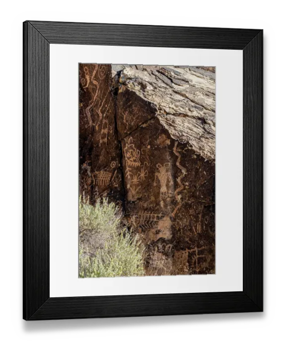 Framed Print : Ancient petroglyphs seen at Parowan Gap Framed Print : Ancient petroglyphs seen at Parowan Gap
