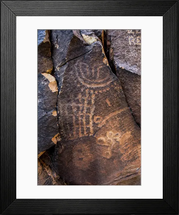 Framed Print : Ancient petroglyphs seen at Parowan Gap Framed Print : Ancient petroglyphs seen at Parowan Gap