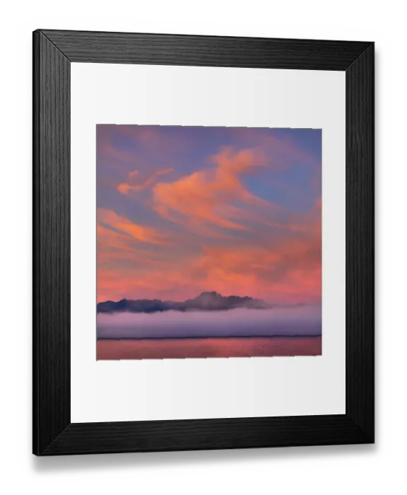 Framed Print : USA, Washington State, Seabeck. Fog layer at sunrise on Hood Canal and Olympic Mountains. ©Don Paulson / Jaynes Gallery / DanitaDelimont.com Framed Print : USA, Washington State, Seabeck. Fog layer at sunrise on Hood Canal and Olympic Mountains. ©Don Paulson / Jaynes Gallery / DanitaDelimont.com