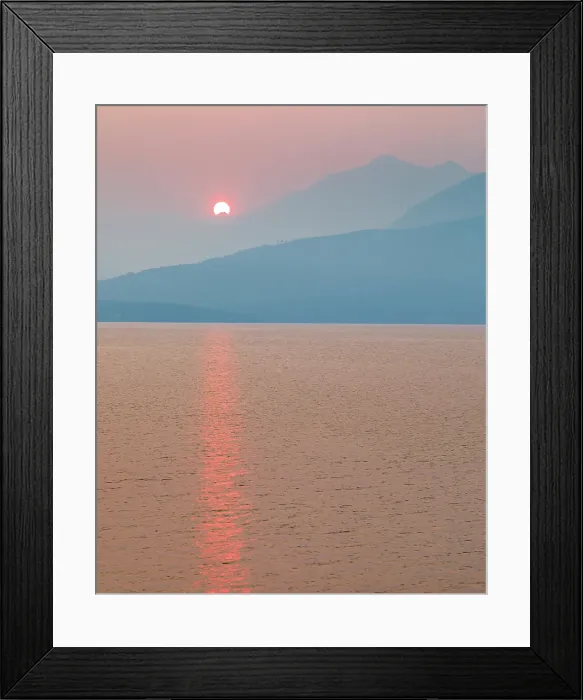 Framed Print : USA, Washington State, Seabeck. Smoky sunset over Mt. Jupiter and Hood Canal. ©Don Paulson / Jaynes Gallery / DanitaDelimont.com Framed Print : USA, Washington State, Seabeck. Smoky sunset over Mt. Jupiter and Hood Canal. ©Don Paulson / Jaynes Gallery / DanitaDelimont.com