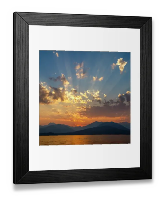 Framed Print : USA, Washington State, Seabeck. Vivid sunset over Hood Canal and Olympic Mountains. ©Don Paulson  /  Jaynes Gallery  /  DanitaDelimont.com