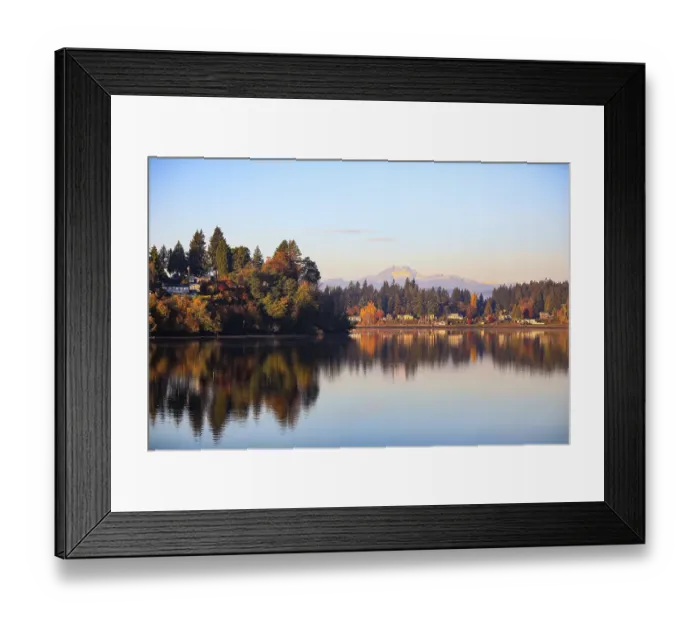 Framed Print : Bremerton, Washington State, USA. Autumn reflections, Olympic Mountains, The Brothers Mountain Framed Print : Bremerton, Washington State, USA. Autumn reflections, Olympic Mountains, The Brothers Mountain
