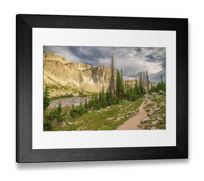 Framed Print : USA, Wyoming, Medicine Bow National Forest, Snowy Range. Landscape with mountain and Lookout Lake Trail. ©Cathy & Gordon Illg  /  Jaynes Gallery  /  DanitaDelimont.com