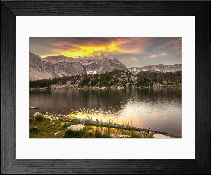 Framed Print : USA, Wyoming, Medicine Bow National Forest. Landscape with mountain and Mirror Lake at sunset. ©Cathy & Gordon Illg  /  Jaynes Gallery  /  DanitaDelimont.com