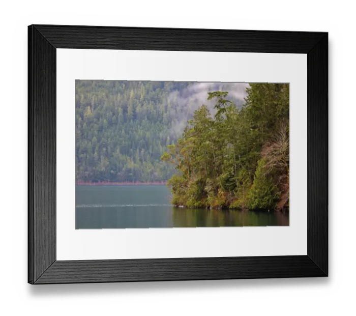 Framed Print : Fog over forest above Lake Crescent, Olympic National Park, Washington State, USA Framed Print : Fog over forest above Lake Crescent, Olympic National Park, Washington State, USA