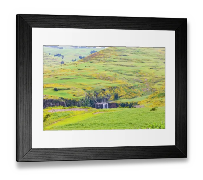 Framed Print : Ethiopia. Amhara. North Gondar. Small waterfall and wildflowers in the hills of Ethiopia Framed Print : Ethiopia. Amhara. North Gondar. Small waterfall and wildflowers in the hills of Ethiopia