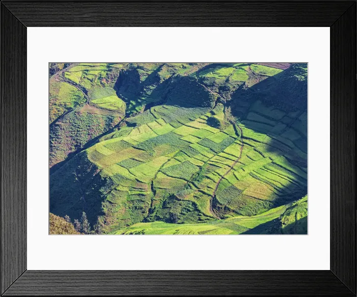 Framed Print : Ethiopia. Amhara. North Gondar. Farm fields in the Ethiopian highlands Framed Print : Ethiopia. Amhara. North Gondar. Farm fields in the Ethiopian highlands