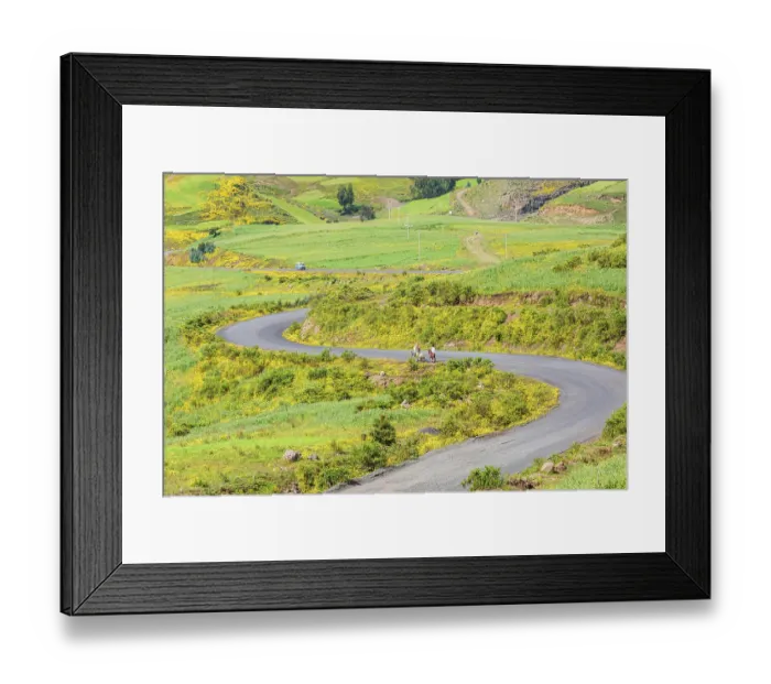 Framed Print : Ethiopia. Amhara. Winding road in the Ethiopian highlands. (Editorial Use Only) Framed Print : Ethiopia. Amhara. Winding road in the Ethiopian highlands. (Editorial Use Only)