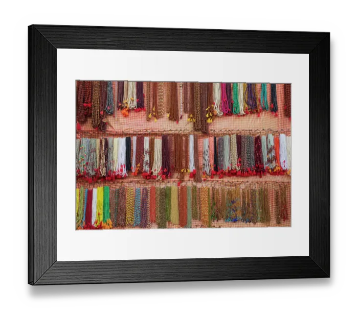 Framed Print : India, Uttar Pradesh, Varanasi, Bangali Tola. Beaded necklaces for sale Framed Print : India, Uttar Pradesh, Varanasi, Bangali Tola. Beaded necklaces for sale