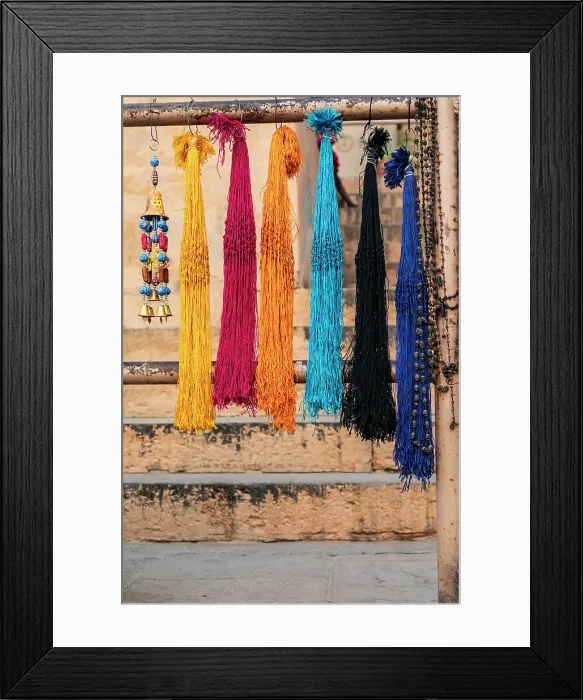 Framed Print : India, Uttar Pradesh, Varanasi, Bangali Tola. Decorative beads for sale Framed Print : India, Uttar Pradesh, Varanasi, Bangali Tola. Decorative beads for sale