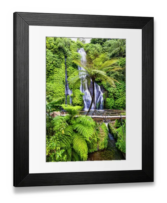 Framed Print : Banyumala Twin Waterfalls, located in the North Bali region near the village of Wanagiri, is a hidden gem that offers a serene and picturesque natural setting