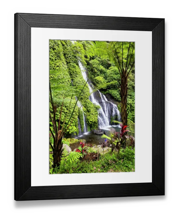 Framed Print : Banyumala Twin Waterfalls, located in the North Bali region near the village of Wanagiri, is a hidden gem that offers a serene and picturesque natural setting