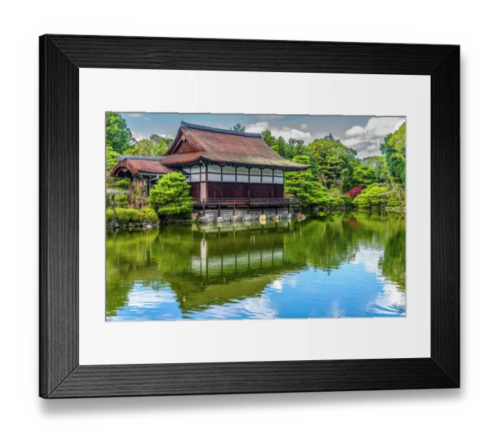 Framed Print : Colorful Autumn trees, Shobi-kan guesthouse, Heian-jingu Shrine, Kyoto, Japan. Built in 1895 copy of the Emperor's Imperial Palace in 1100's Framed Print : Colorful Autumn trees, Shobi-kan guesthouse, Heian-jingu Shrine, Kyoto, Japan. Built in 1895 copy of the Emperor's Imperial Palace in 1100's