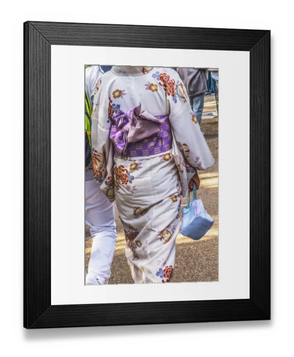 Framed Print : Colorful white traditional Japanese kimono, Kiyomizu Buddhist Temple, Kyoto, Japan Framed Print : Colorful white traditional Japanese kimono, Kiyomizu Buddhist Temple, Kyoto, Japan