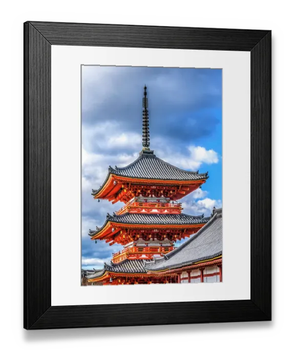 Framed Print : Colorful Autum, Sanjunoto, Three Storied Pagoda, Kiyomizu Buddhist Temple, Kyoto, Japan. Temple established 778 AD
