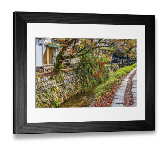 Framed Print : Colorful foliage, Philosopher's Walk, Kyoto, Japan. Walk passes by famous temples. Created in 1890 because Japanese philosophers used to walk here Framed Print : Colorful foliage, Philosopher's Walk, Kyoto, Japan. Walk passes by famous temples. Created in 1890 because Japanese philosophers used to walk here