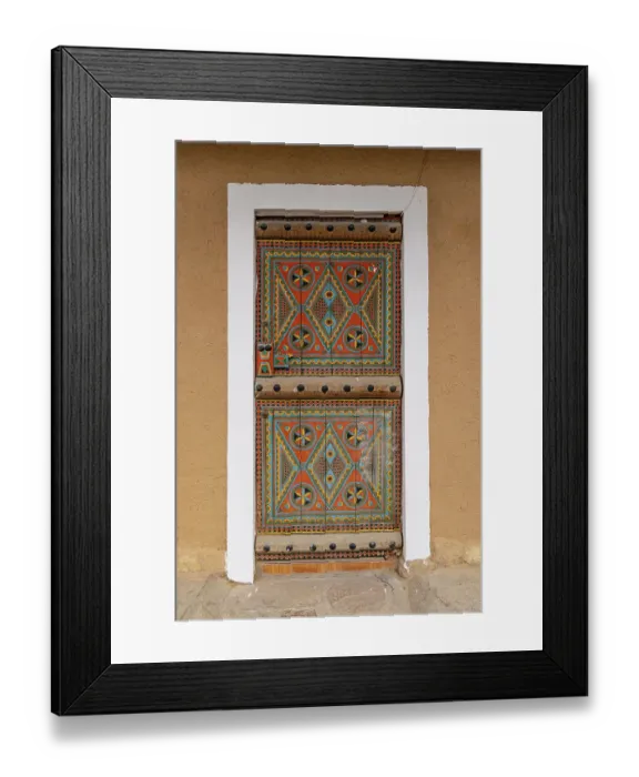 Framed Print : Saudi Arabia, Riyadh. Colorfully painted door in Najd Village. (Editorial Use Only) Framed Print : Saudi Arabia, Riyadh. Colorfully painted door in Najd Village. (Editorial Use Only)